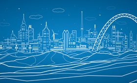 City panorama blueprint vector design 03