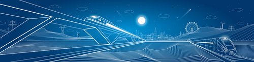 City train blueprint design vector 01