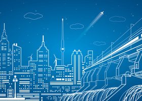 City train blueprint design vector 04