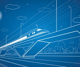 City train blueprint design vector 05