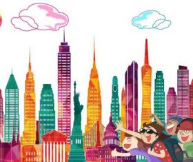 City travel elements design vector