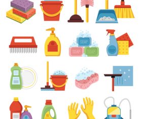 Cleaning tools design vector set 03