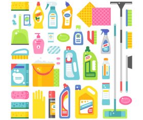 Cleaning tools design vector set 05