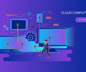 Cloud computer design concept vector