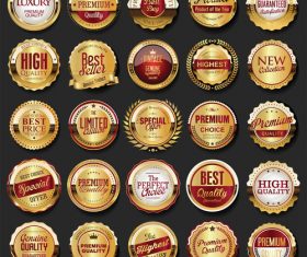 Collection of golden retro vintage badges vector 01