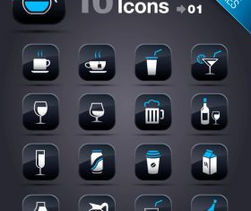 Collection of vector elements picture web design button icon tool drink