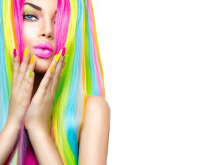 Colorful color hair trendy girl Stock Photo 05