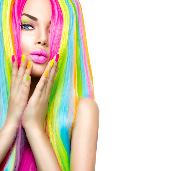 Colorful color hair trendy girl Stock Photo 05