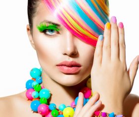 Colorful color hair trendy girl Stock Photo 06
