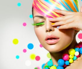Colorful color hair trendy girl Stock Photo 07
