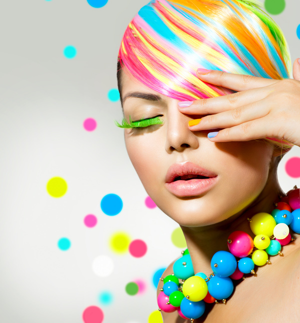 Colorful color hair trendy girl Stock Photo 07