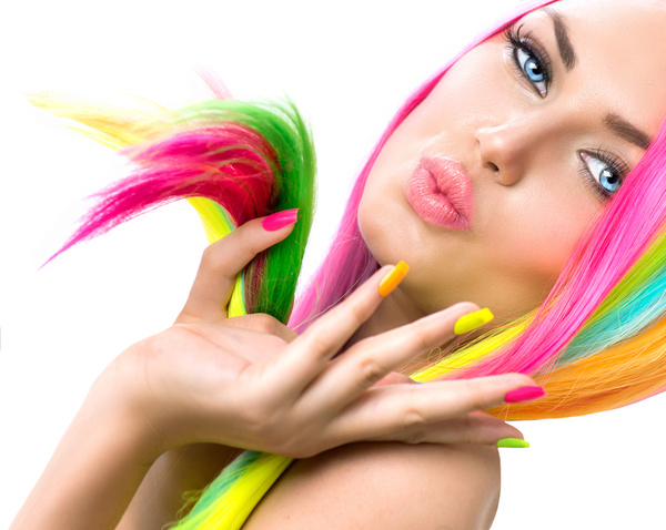 Colorful color hair trendy girl Stock Photo 08