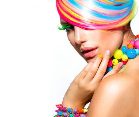 Colorful color hair trendy girl Stock Photo 09