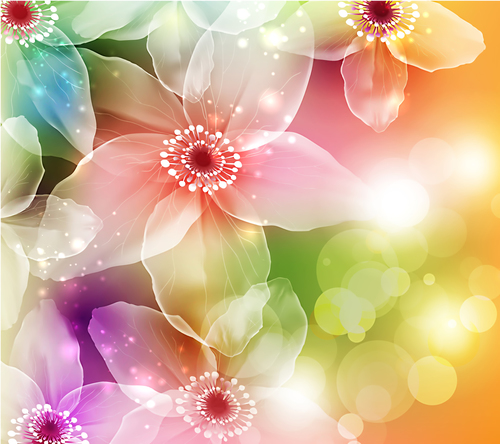 Colorful flower with halation background design vector free download