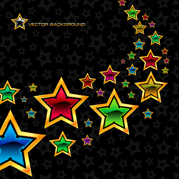 Colorful star with black background vector