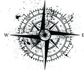 Compass with grunge background vector