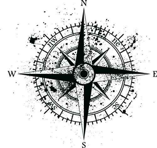 Compass with grunge background vector