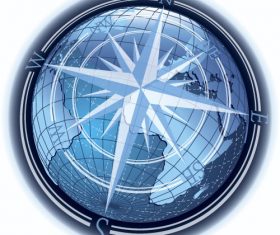 Compass with world map vector
