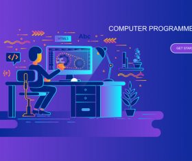 Computer programmers flat design concept vector