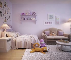 Concept design for a child's room in a subtle violet tone (1)