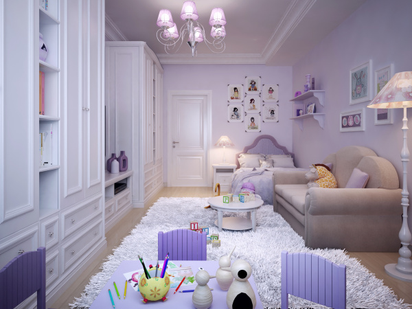 Concept design for a child's room in a subtle violet tone (2)