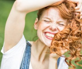 Confident smiling woman outdoor photo Stock Photo 01