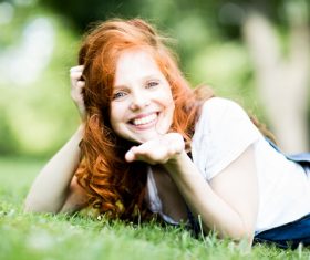 Confident smiling woman outdoor photo Stock Photo 02