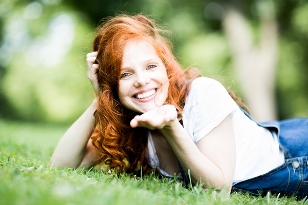 Confident smiling woman outdoor photo Stock Photo 02