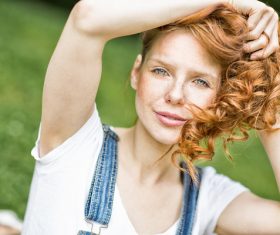 Confident smiling woman outdoor photo Stock Photo 06
