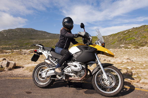 Cool love riding motorcycle woman Stock Photo 01
