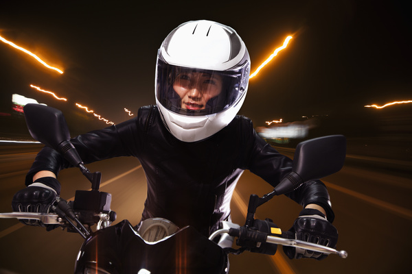 Cool love riding motorcycle woman Stock Photo 05