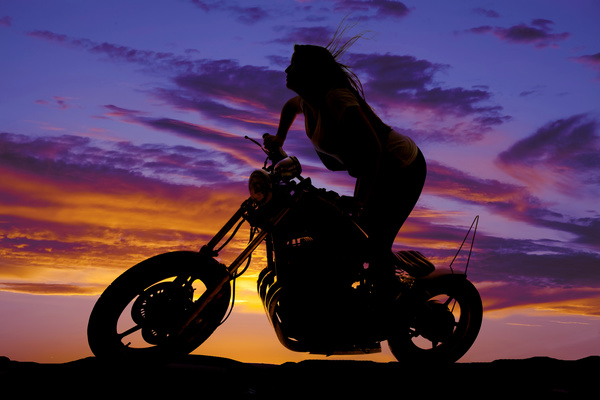 Cool love riding motorcycle woman Stock Photo 07