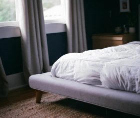 Cozy empty bedroom Stock Photo