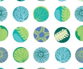 Cricles with sea elements seamless pattern vectors