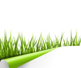 Curled paper with grass vector
