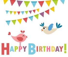 Happy Birthday elements cover Balloons and cake vector 02 free download
