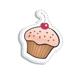 Cute cupcake sticker vector