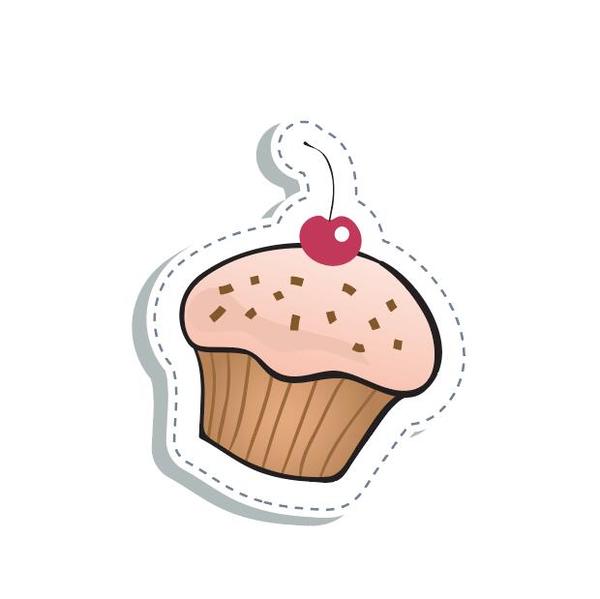 Cute cupcake sticker vector
