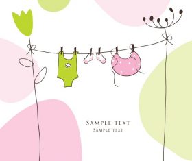 Cute floral card hand drawing design vector 01