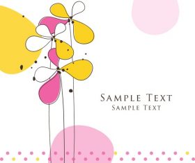 Cute floral card hand drawing design vector 06