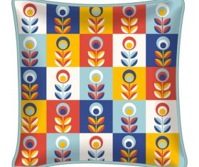 Cute flower pattern with pillow template vector 02