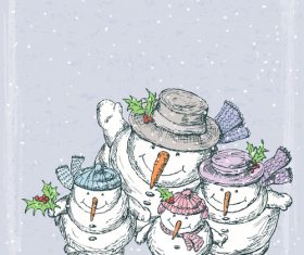 Cute snowman hand drawn vector material 06