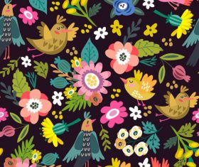 Dark bright spring floral pattern vector