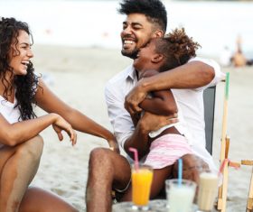 Daughter and parents laugh loudly Stock Photo 02