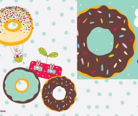 Donuts with cute rabbits vector