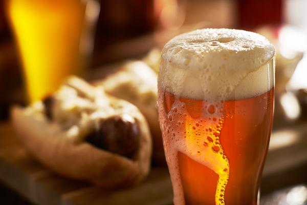 Draft beer and hot dogs Stock Photo 02