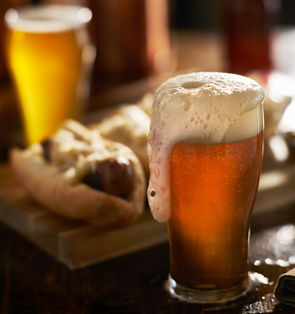 Draft beer and hot dogs Stock Photo 03