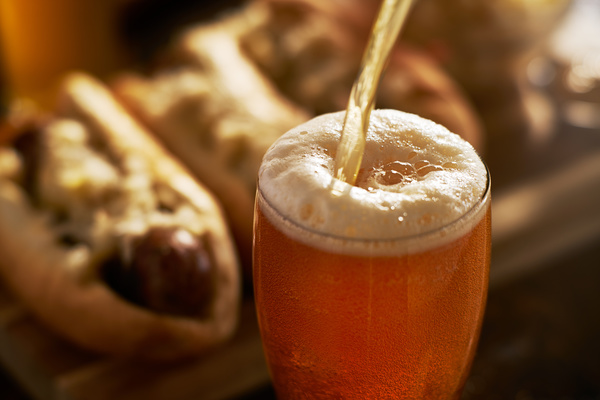 Draft beer and hot dogs Stock Photo 04