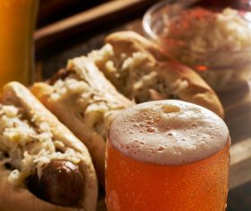 Draft beer and hot dogs Stock Photo 05