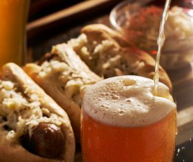 Draft beer and hot dogs Stock Photo 06